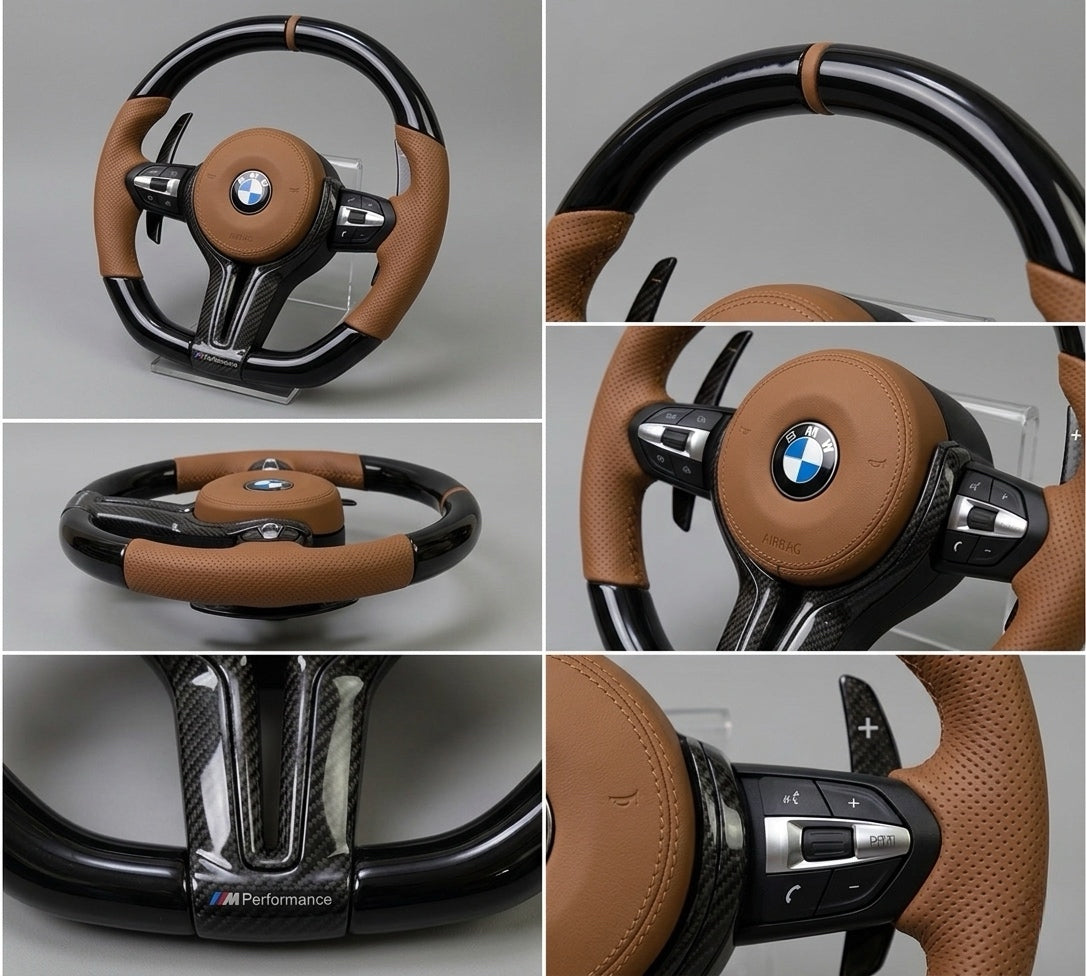 BMW M sport leather steering wheel gloss black
