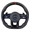 Mercedes AMG carbon fibre steering wheel with red accent