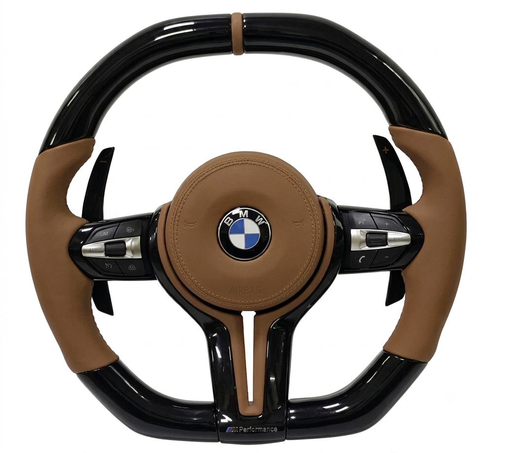 BMW M sport leather steering wheel gloss black