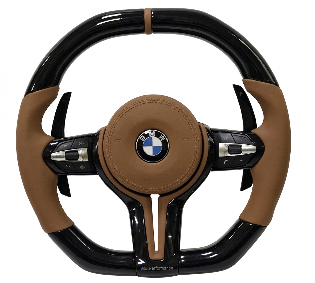 BMW M sport leather steering wheel gloss black