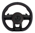 Mercedes AMG steering wheel black leather red stitching